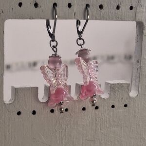 Elegant Pink Fairy Leverback Earrings - Mbarnes Productions
